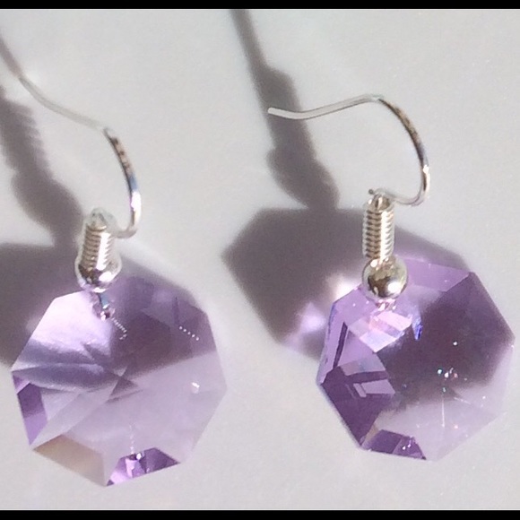 Swarovski Austrian Crystal 14mm Octagon Earrings - Picture 6 of 7